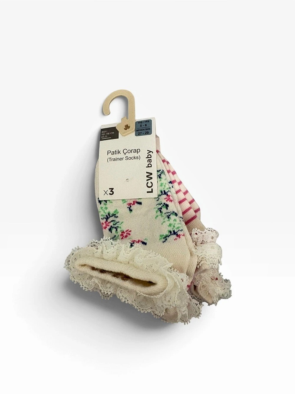 LCW Baby Patik Çorap (Triko Socks) ) Floral Baby Socks 0-3M NWT